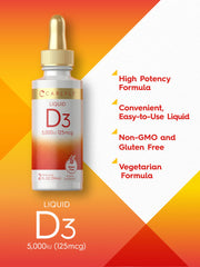 Carlyle Liquid D3 bottle closeup highlighting premium packaging.