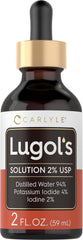 Carlyle Lugols Iodine 2% bottle with dropper for precise daily dosing.