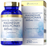 Carlyle Magnesium Bisglycinate 665mg bottle front supports daily mineral balance.