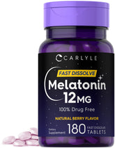 Carlyle Melatonin 12 mg fast-dissolve tablets for convenient nightly use.