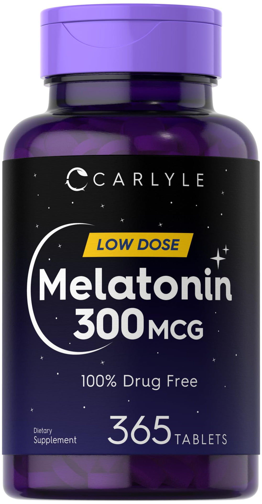 Carlyle Melatonin 300mcg bottle pictured to support a calm nightly routine