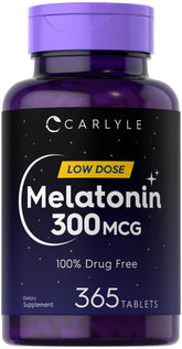 Carlyle Melatonin 300mcg bottle pictured to support a calm nightly routine
