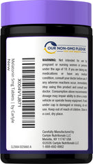 Carlyle Melatonin 5mg label showing gluten-free and non-GMO ingredients