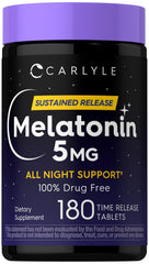 Carlyle Melatonin 5mg time-release bottle for all-night support