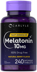 Carlyle Melatonin berry bottle for bedtime rituals.