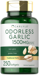 Carlyle Odorless Garlic softgels bottle for odor-free daily support.