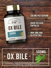 Carlyle Ox Bile label details show 500 mg per capsule.
