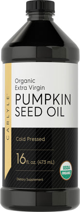 Carlyle Pumpkin Seed Oil 16oz bottle ideal for cooking and finishing dishes.