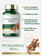 Carlyle Pycnogenol 100mg box packaging on display signals trusted quality