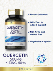 Carlyle Quercetin 500mg packaging emphasizing trusted ingredients and quality.