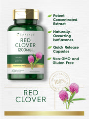Close-up of Carlyle Red Clover Blossom Extract capsule showing premium extract.