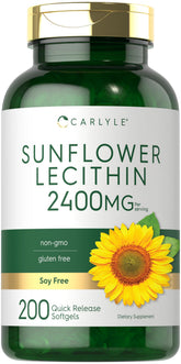 Carlyle Sunflower Lecithin softgel bottle closeup for daily supplementation.