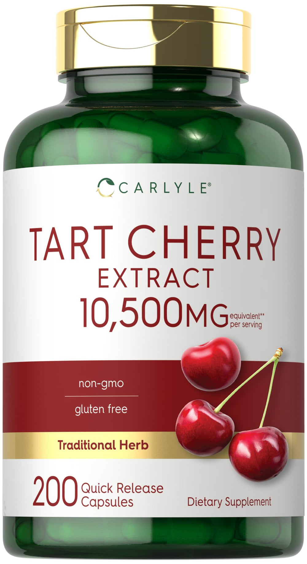 Carlyle Tart Cherry Capsules bottle front for convenient daily use