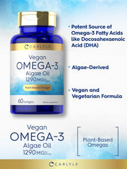 Close-up of Carlyle omega-3 softgels being poured from bottle