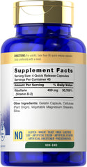 Carlyle Vitamin B-2 400mg bottle side highlights gluten-free formula