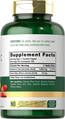 Close view of Carlyle Vitamin C 1000mg label and caplets