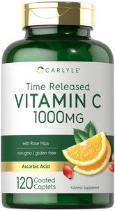 Carlyle Vitamin C 1000mg bottle close-up showing high potency for daily wellness