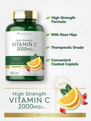 Vegetarian formula visual of Carlyle Vitamin C 2000mg caplets.