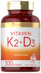 Carlyle Vitamin K2 D3 softgels bottle ready for daily wellness routine
