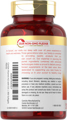 Softgels pouring from Carlyle bottle, easy to swallow