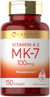 Carlyle Vitamin K2 MK7 100 mcg softgels bottle for easy daily supplementation