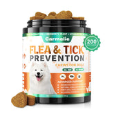 Carmelie flea and tick chews package promotes easy daily protection.