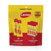 Carmex Classic Medicated Lip Balm Tubes Pack shown for on-the-go lip protection.