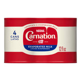 Carnation Evaporated Milk can front view showing creamy texture for cooking and sauces.