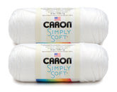 Caron Simply Soft yarn solids 2-pack White skeins, ultra-soft acrylic, machine washable for garments