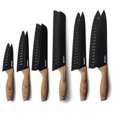 CAROTE 12-piece knife set with razor-sharp blades for precise slicing.