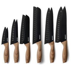 CAROTE 12-piece knife set with razor-sharp blades for precise slicing.