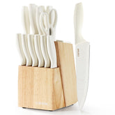 CAROTE 15-piece knife set with ceramic-coated blades for precise slicing.