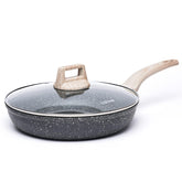 CAROTE granite nonstick egg pan glides with minimal oil for quick omelets.