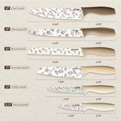 CAROTE knife set blade guards keep blades safe and organized after use.