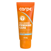 Carpe Feminine Sweatcare bottle on shelf signals portable freshness for travel.