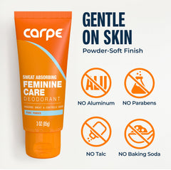 Carpe Feminine Sweatcare cream dispense shows easy, mess-free application.