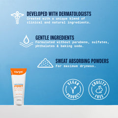 Carpe Sweat Absorbing Foot Lotion application demonstrates nightly use.