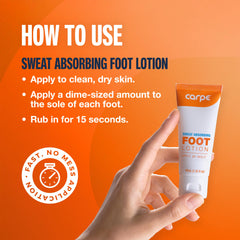 Carpe Sweat Absorbing Foot Lotion packaging and design highlights.