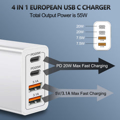 CARZONJX four-port travel charger powers multiple devices simultaneously while traveling.