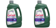 Cascade Platinum Dishwashing Gel bottle pouring with lemon scent for quick, clean dishes