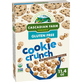 Cascadian Farm Cookie Crunch Cereal box shows organic gluten-free breakfast option