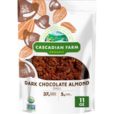 Cascadian Farm dark chocolate almond granola bag for quick snacking