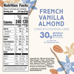 Close-up of Cascadian Farm granola with oats and almonds for a hearty crunch.