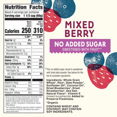 Cascadian Farm Mixed Berry Cereal with milk pour shows quick, balanced breakfast option.