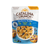 Catalina Crunch blueberry muffin cereal bag showing gluten-free and protein-rich highlights