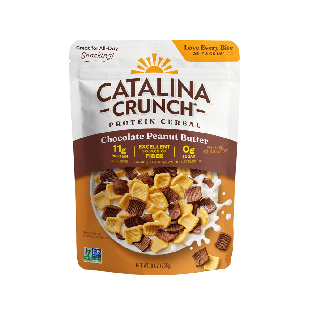 Catalina Crunch protein cereal bowl serving highlights a high-protein breakfast option.