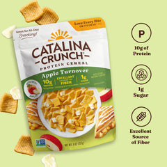 Catalina Crunch 8 oz bag highlighting gluten-free and sugar-free option
