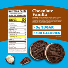 Catalina Crunch Protein Cookies chocolate-vanilla sandwich, satisfying dessert option with low sugar.