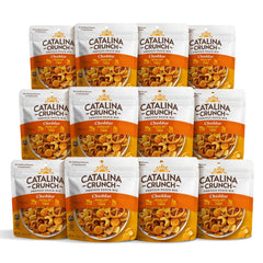 Catalina Crunch protein grab-and-go snack mix cheddar in a resealable pouch for on-the-go fuel.