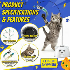 CatPick sticky cup base secures the toy on smooth floors.